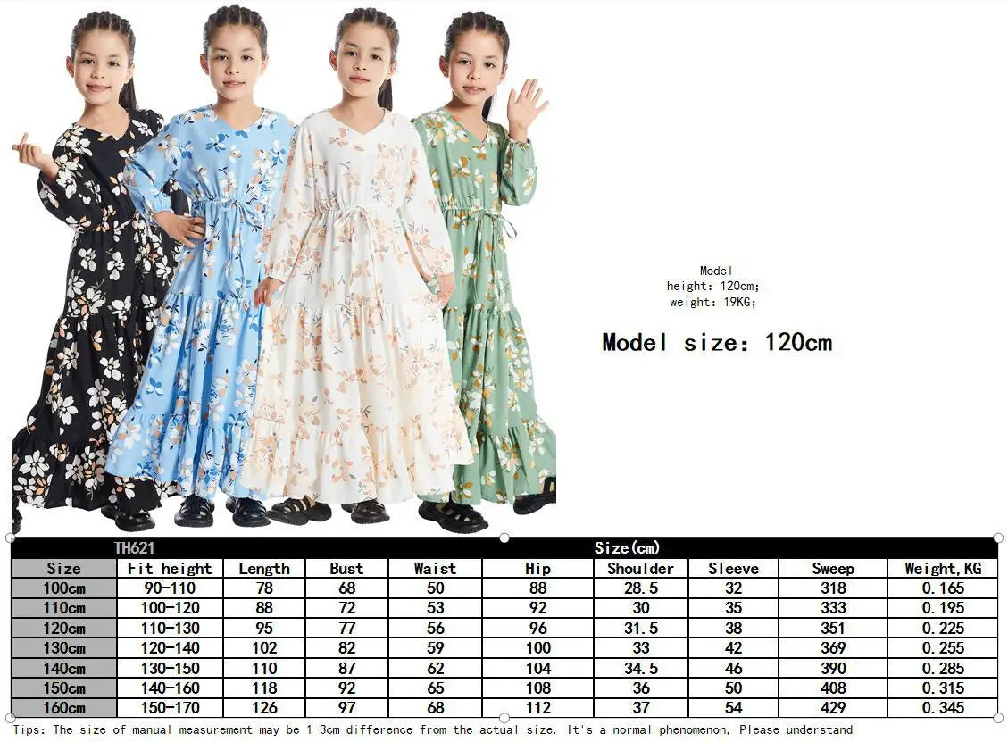 CH06 Kids Long Sleeve Floral Print Dresses