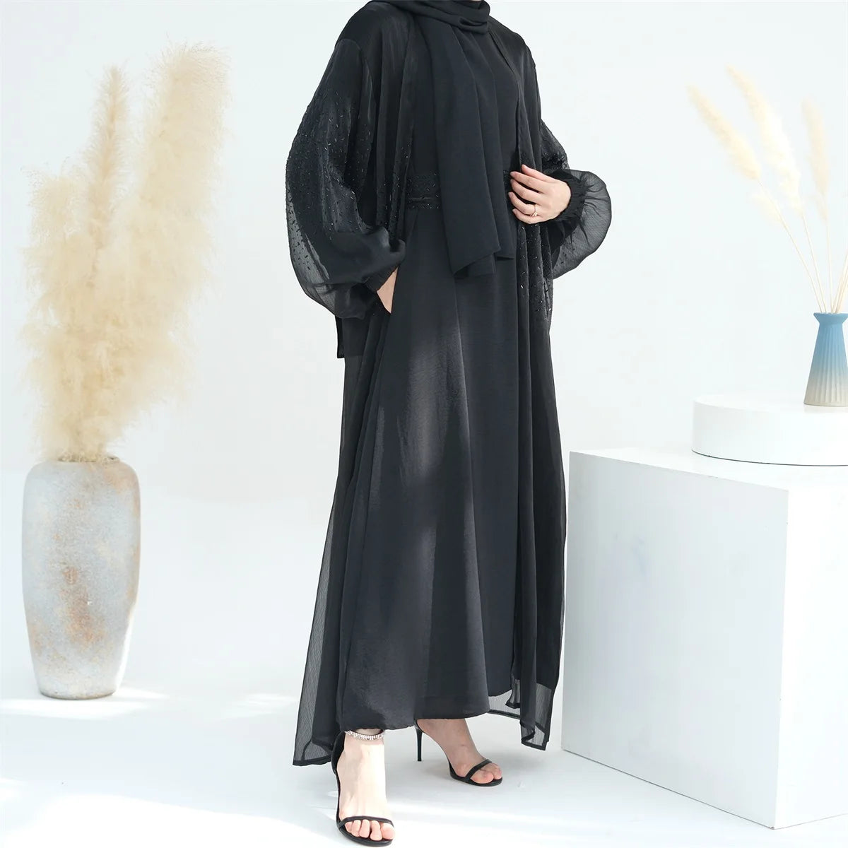 ABY030 Glimmering Elegance 3-Piece Abaya Set