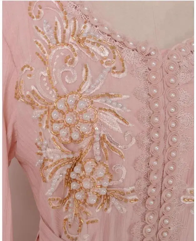 ABY006 Blush Petal Embroidered Abaya