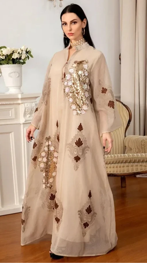 LX09 Eid abaya/ramadan abaya/ Eid dresses Majestic Sequin Elegance A-Line Abaya