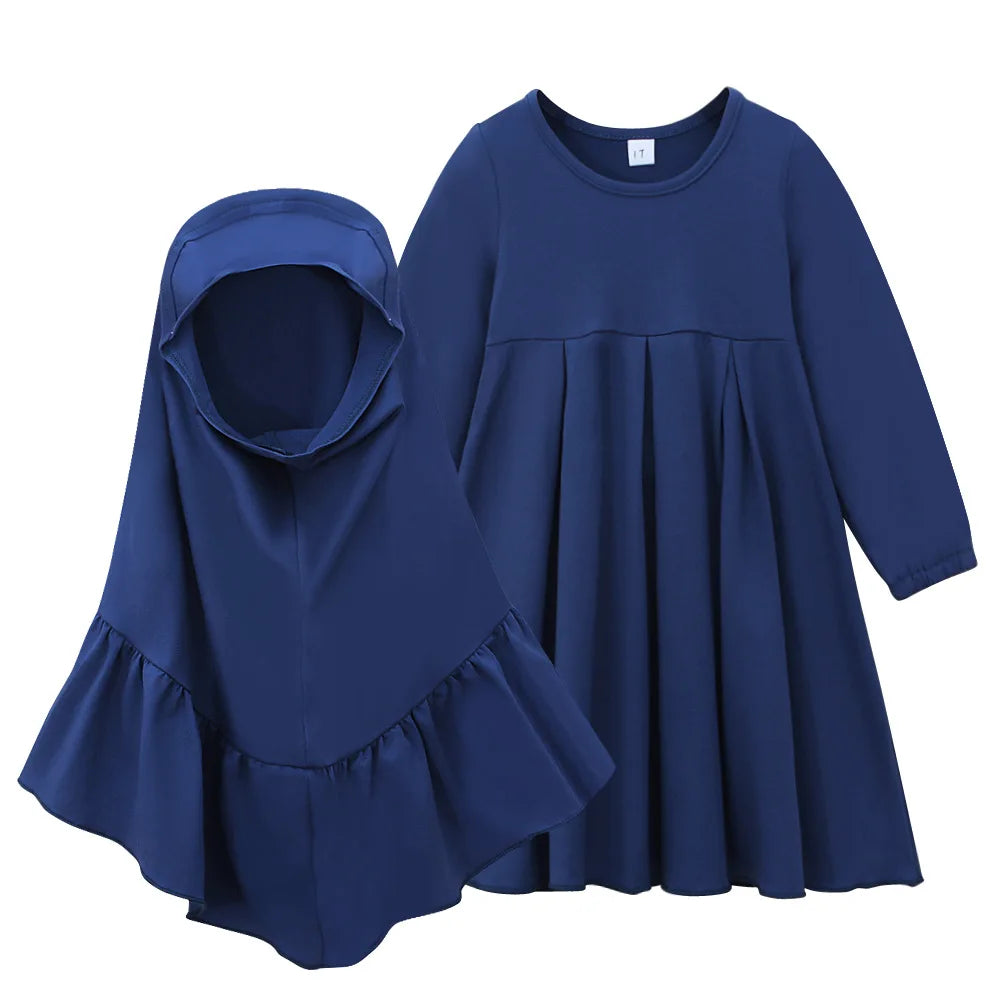 CH02 Royal Blue Abaya/ Lace-up 2pcs Set