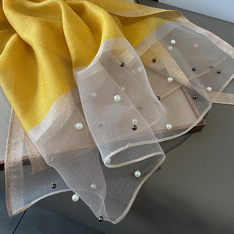 Luxury Elegant Pearl Trim Scarf Collection