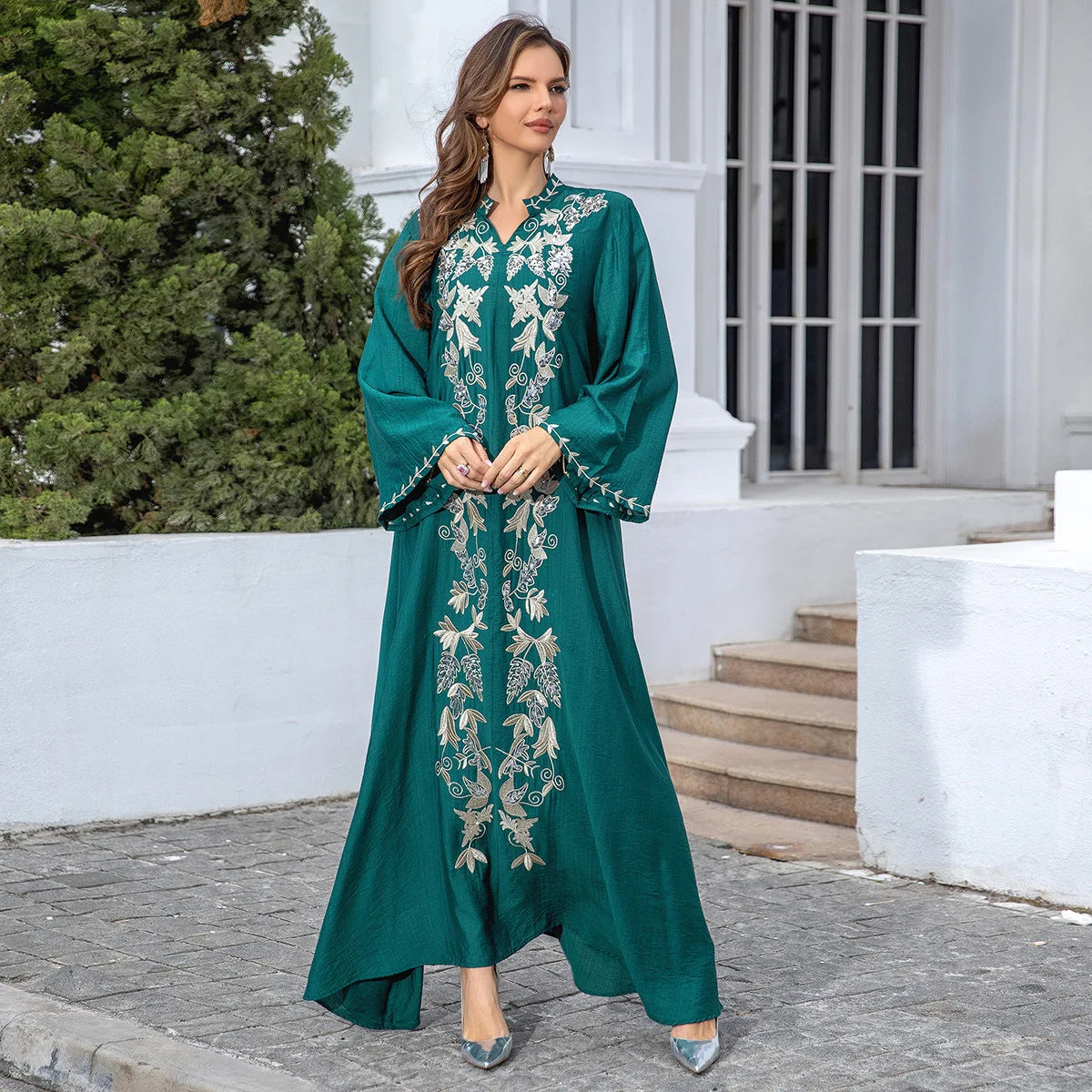 LX25 Eid abaya/ramadan abaya/ Eid dresses Royal Embroidered Long Abaya