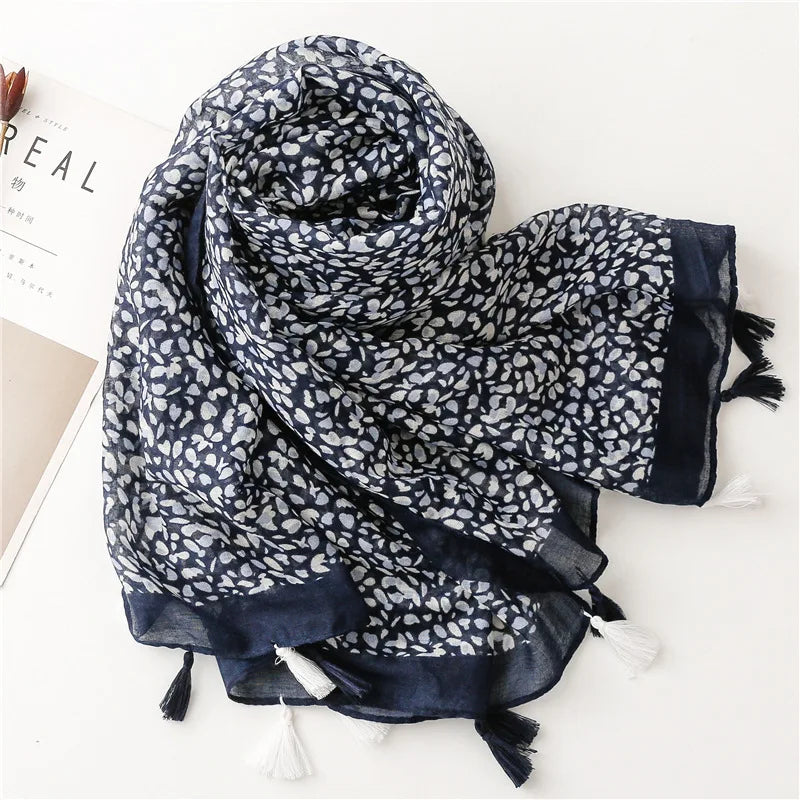 HB14 Floral Tassel Viscose Shawls