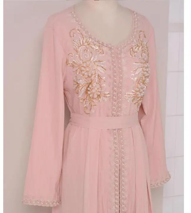 ABY006 Blush Petal Embroidered Abaya