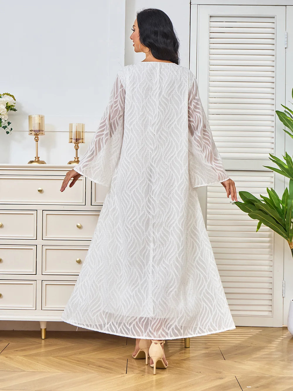 The Waved Pearl Abaya - Eid & Ramadan Modest Long Dress (K8)