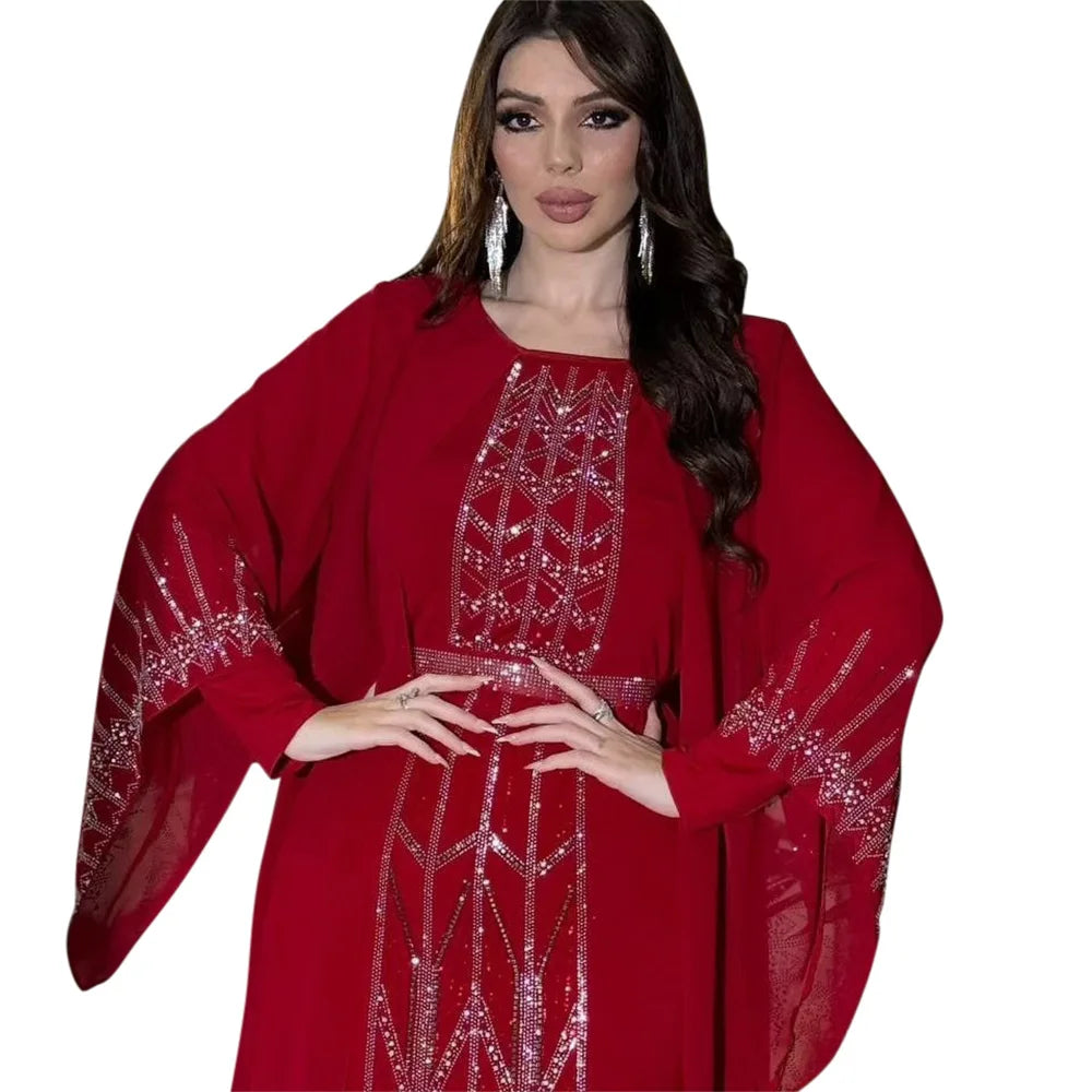 ABY003 Vibrant Embroidered Abaya Collection /Dubai Kaftan Abaya Robe Marocaine