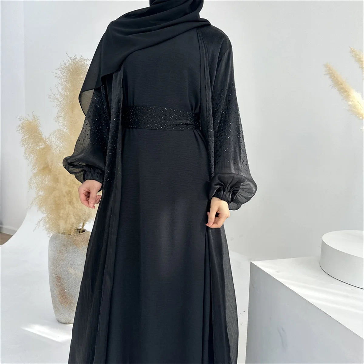 ABY030 Glimmering Elegance 3-Piece Abaya Set