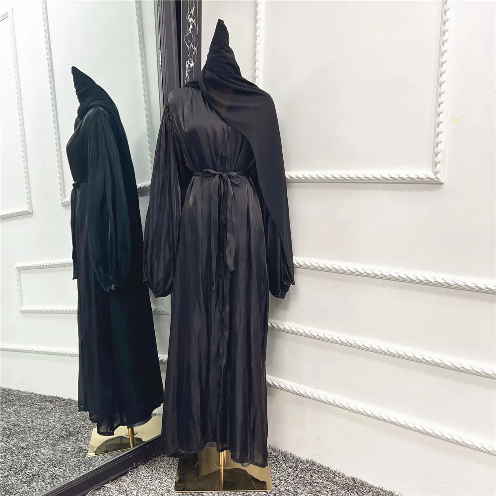 ABY021  Blush Satin Open Abaya