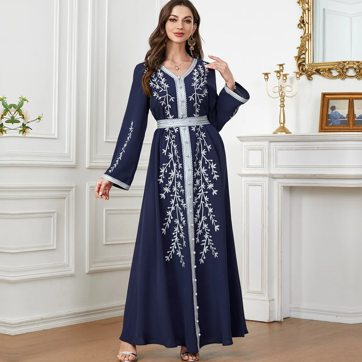 ABY16 Royal Embroidered Belted Abaya