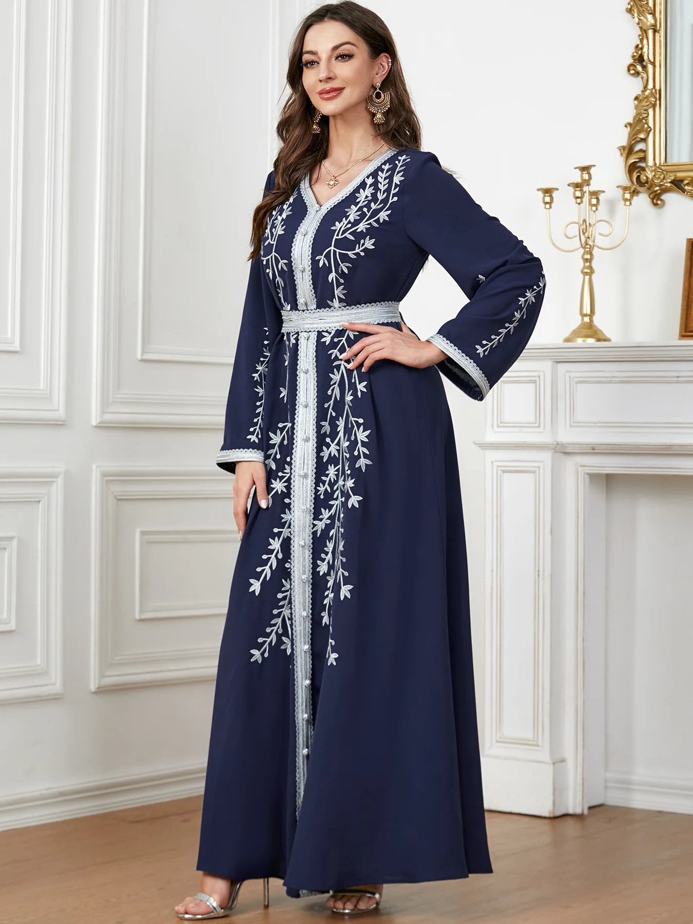 ABY16 Royal Embroidered Belted Abaya