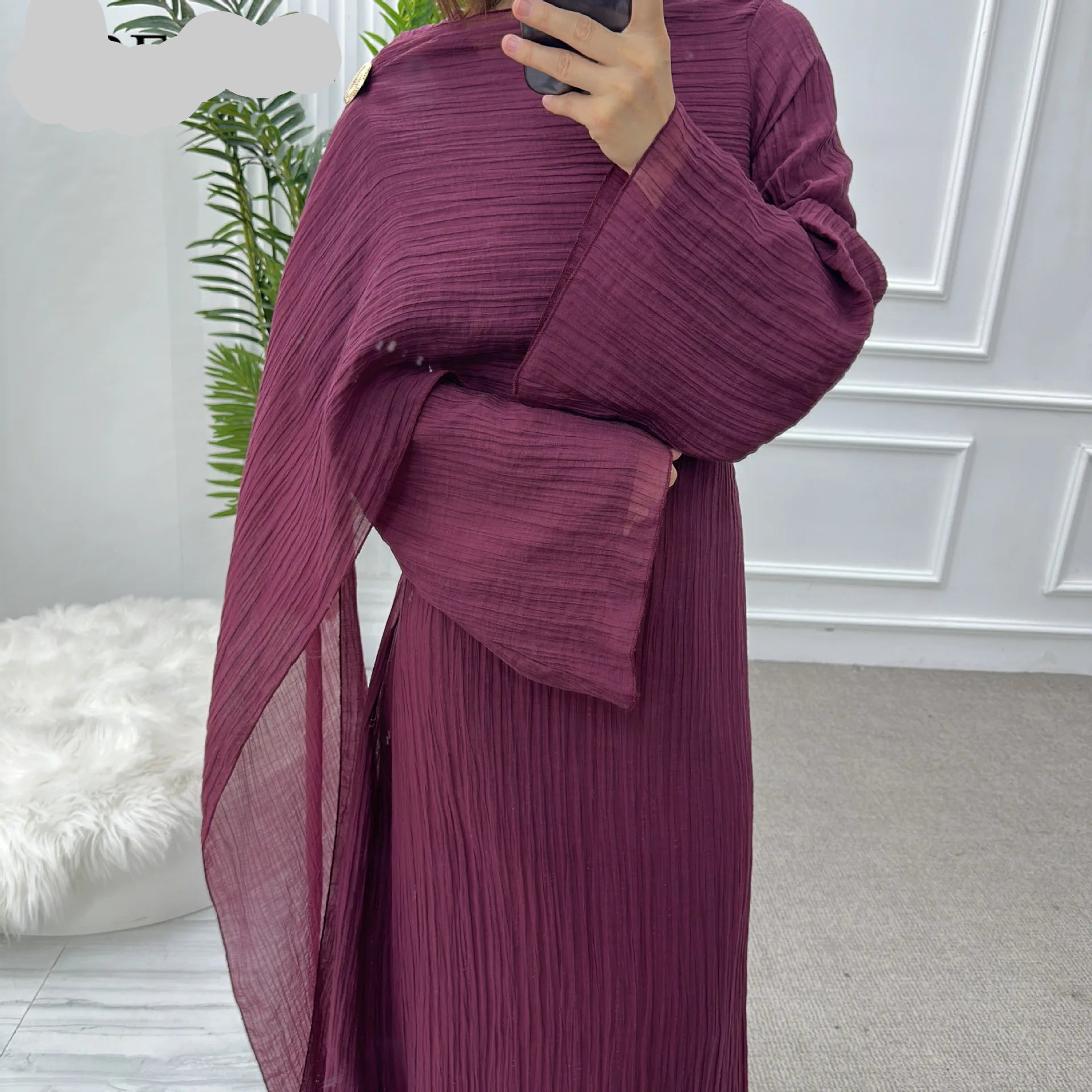 Lina Textured Abaya – Eid & Ramadan Modest Long Dress (LXL8)