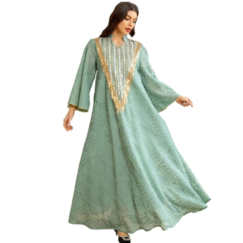 LX17 Women Muslims Dress Comfortable Full Length Dress Islamic Robe Thobe Abaya Dress