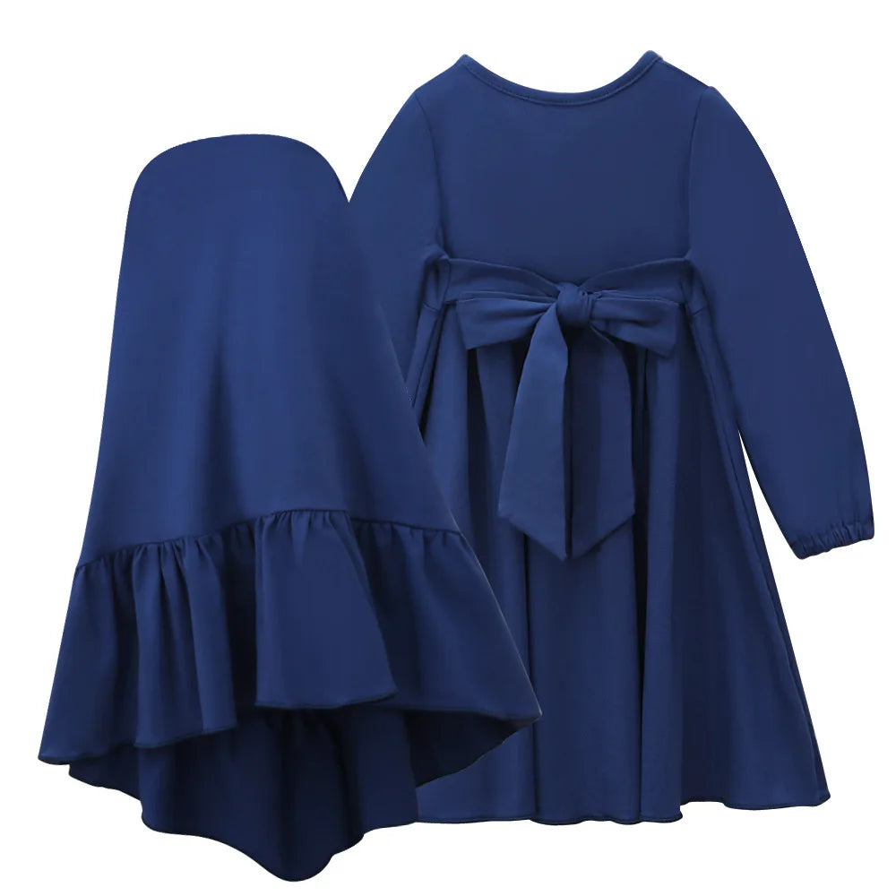 CH02 Royal Blue Abaya/ Lace-up 2pcs Set