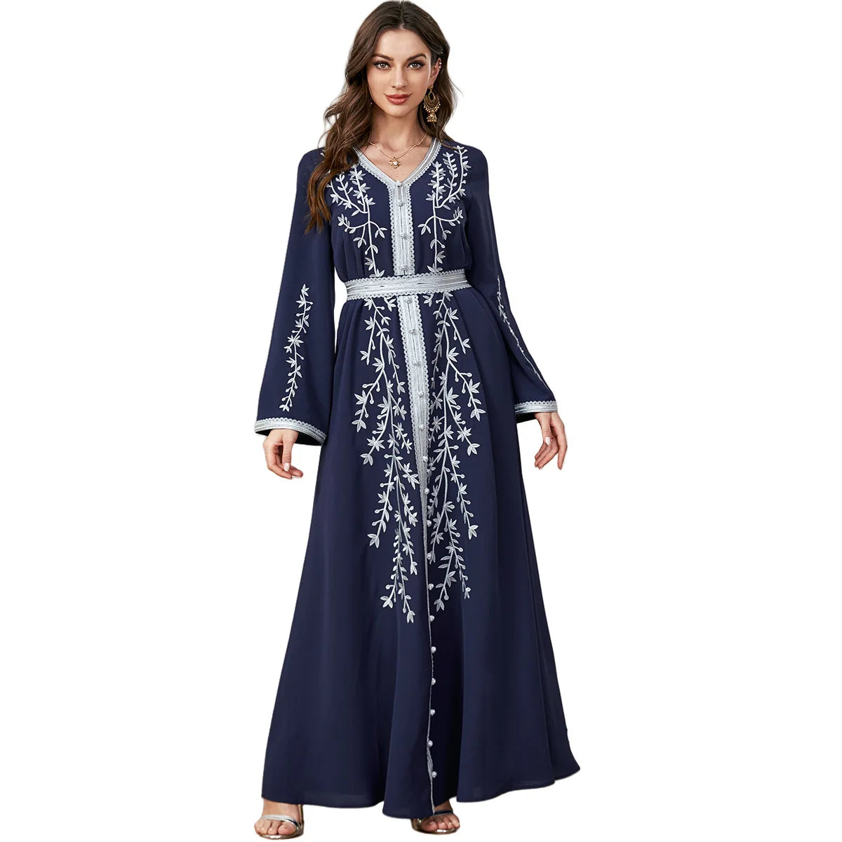 ABY16 Royal Embroidered Belted Abaya