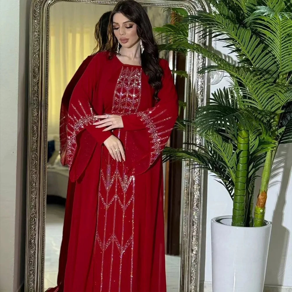 ABY003 Vibrant Embroidered Abaya Collection /Dubai Kaftan Abaya Robe Marocaine