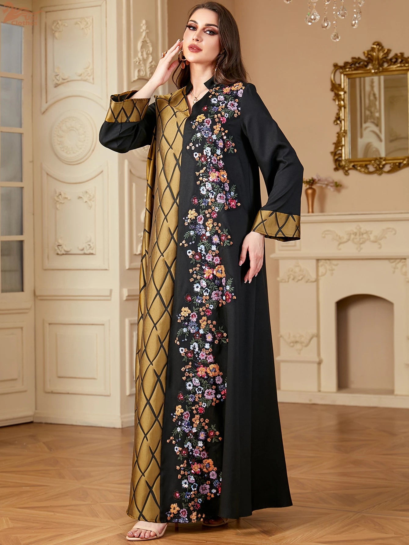 LX15 Eid abaya/ramadan abaya/ Eid dresses/ Dual Pattern Moroccan Kaftan