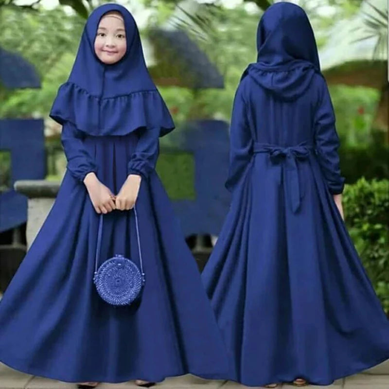 CH02 Royal Blue Abaya/ Lace-up 2pcs Set