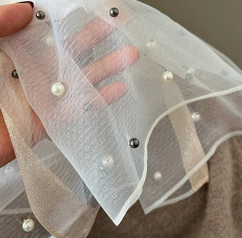 Luxury Elegant Pearl Trim Scarf Collection