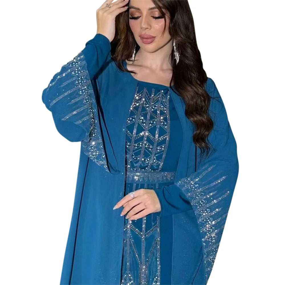 ABY003 Vibrant Embroidered Abaya Collection /Dubai Kaftan Abaya Robe Marocaine