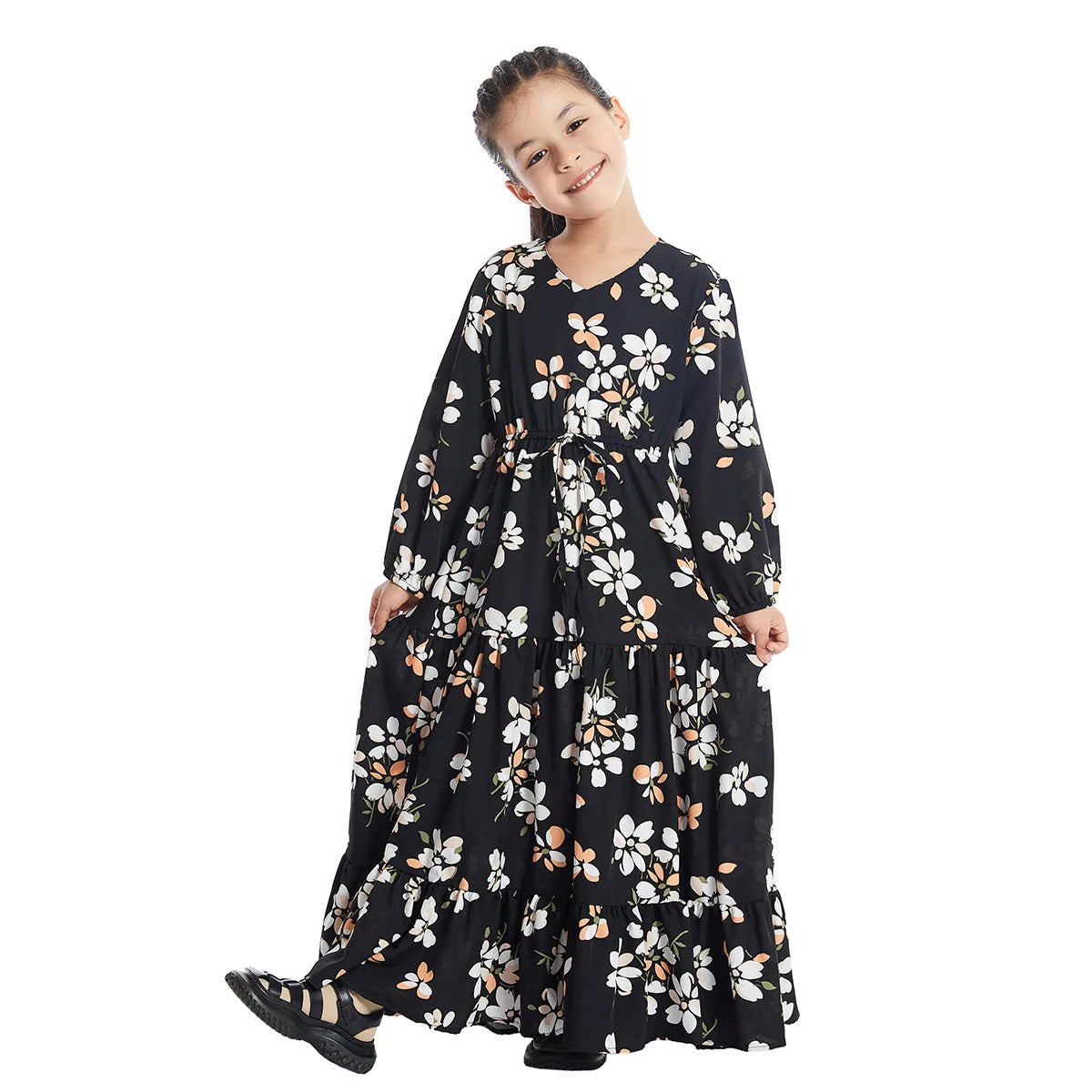 CH06 Kids Long Sleeve Floral Print Dresses