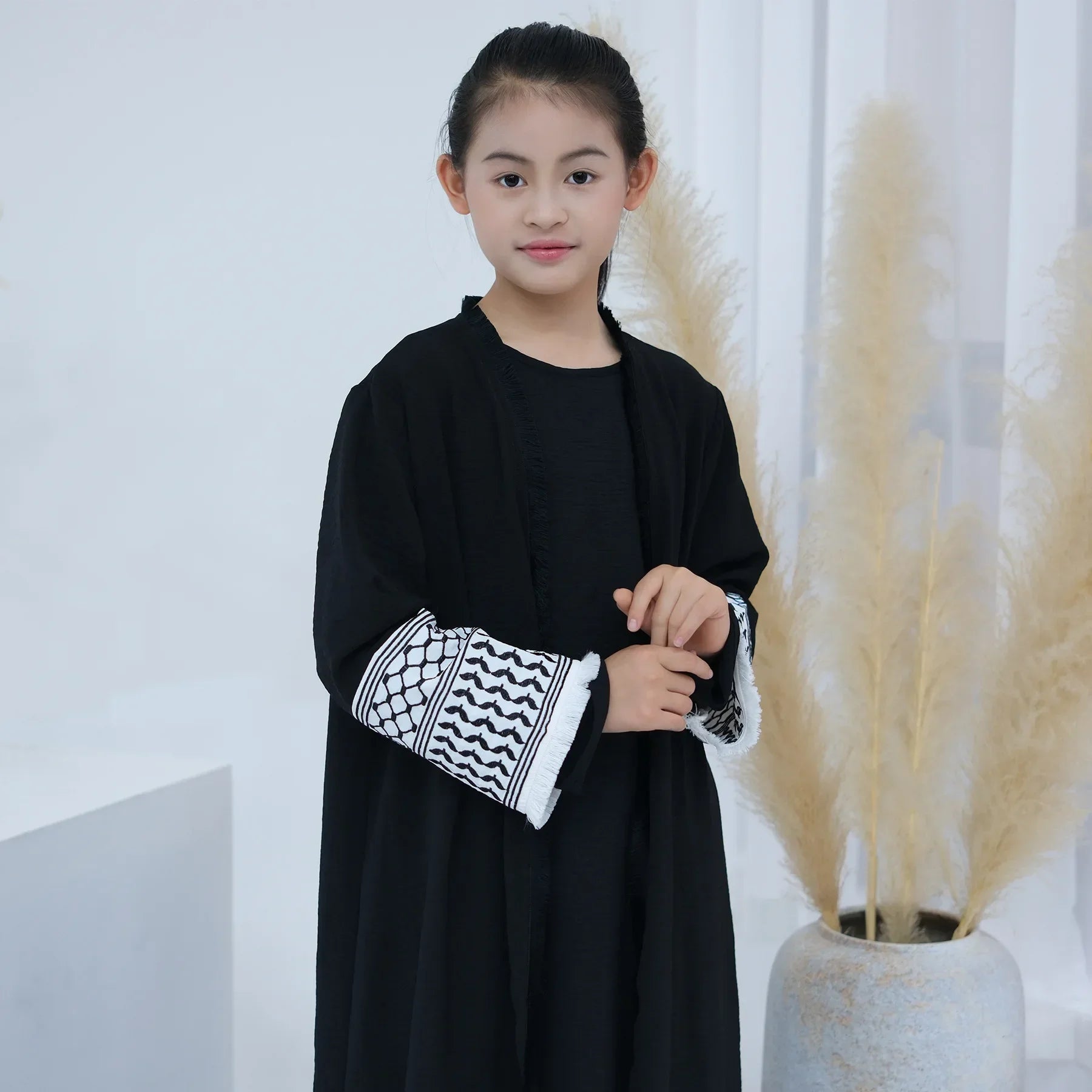 CH05 Embroidery Kimono Cardigan for Muslim Girls