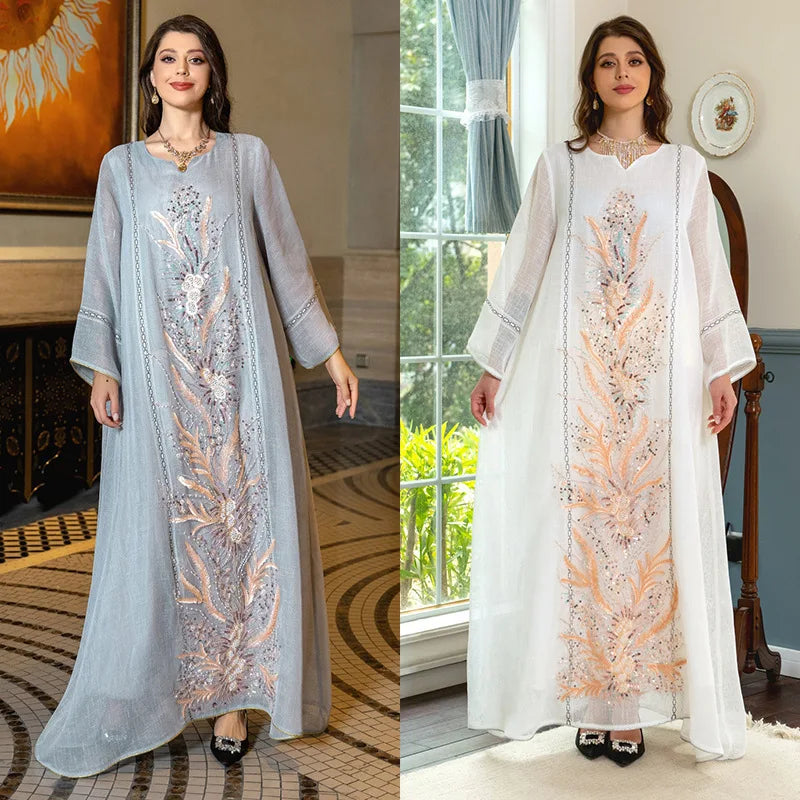 LX13 Eid abaya/ramadan abaya/ Eid dresses Dubai Luxury Evening Dress with Sequins Embroidery