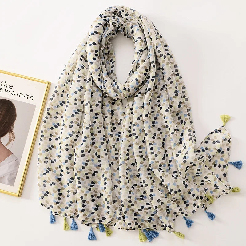 HB10 Cashew Floral Tassel Viscose Shawl /Scarf