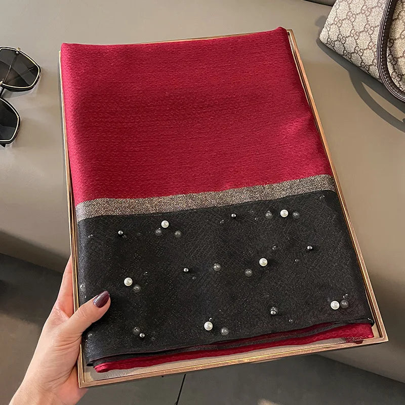 Luxury Elegant Pearl Trim Scarf Collection