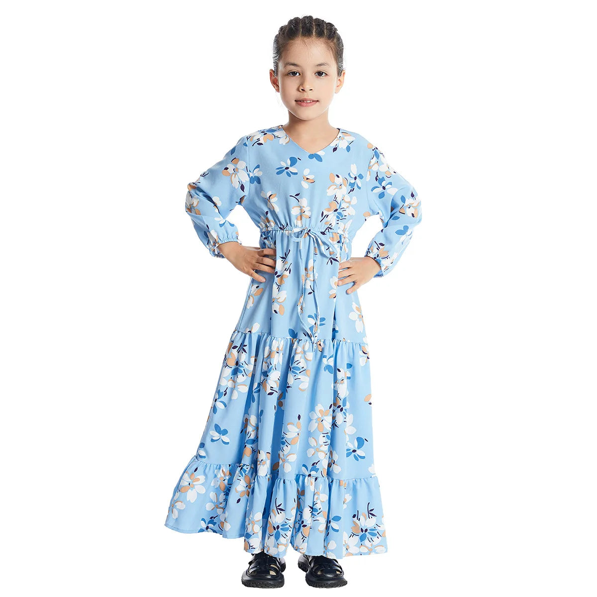 CH06 Kids Long Sleeve Floral Print Dresses