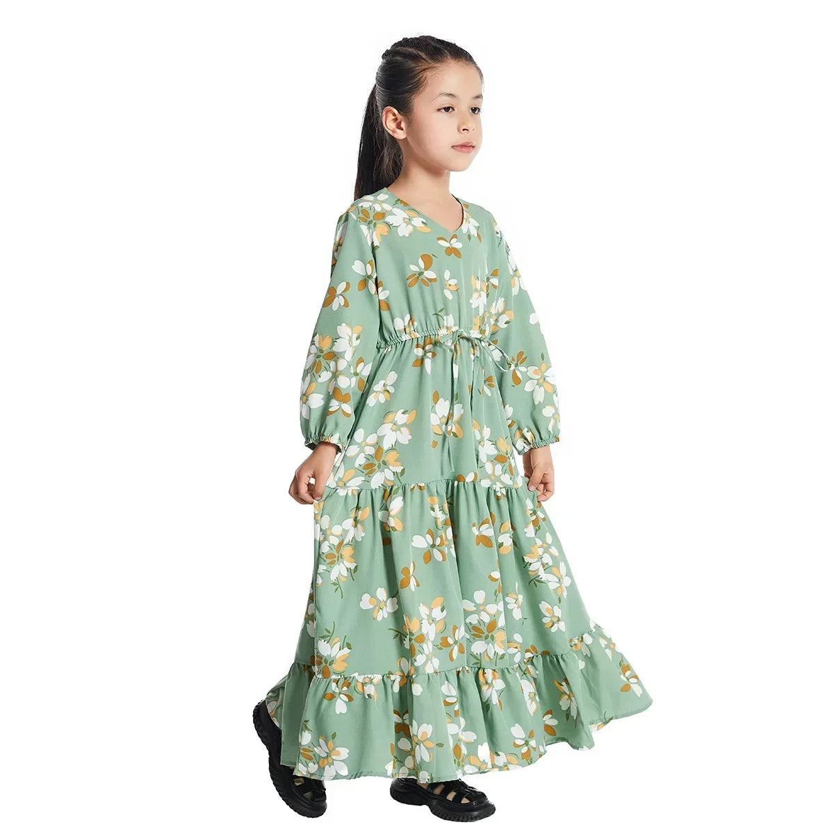 CH06 Kids Long Sleeve Floral Print Dresses