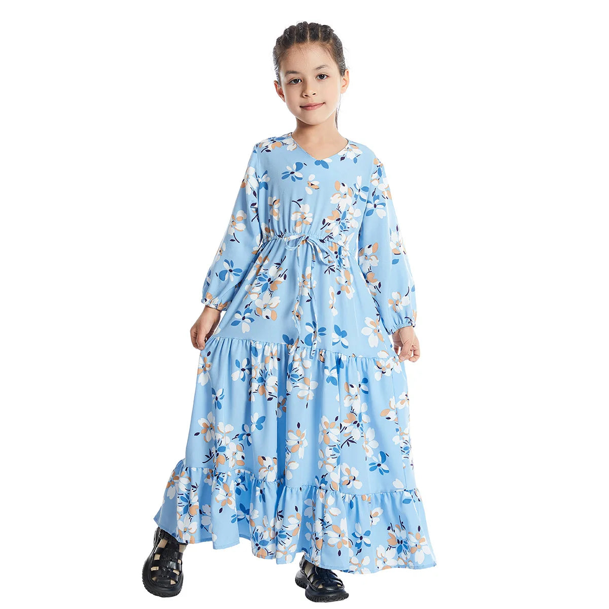 CH06 Kids Long Sleeve Floral Print Dresses