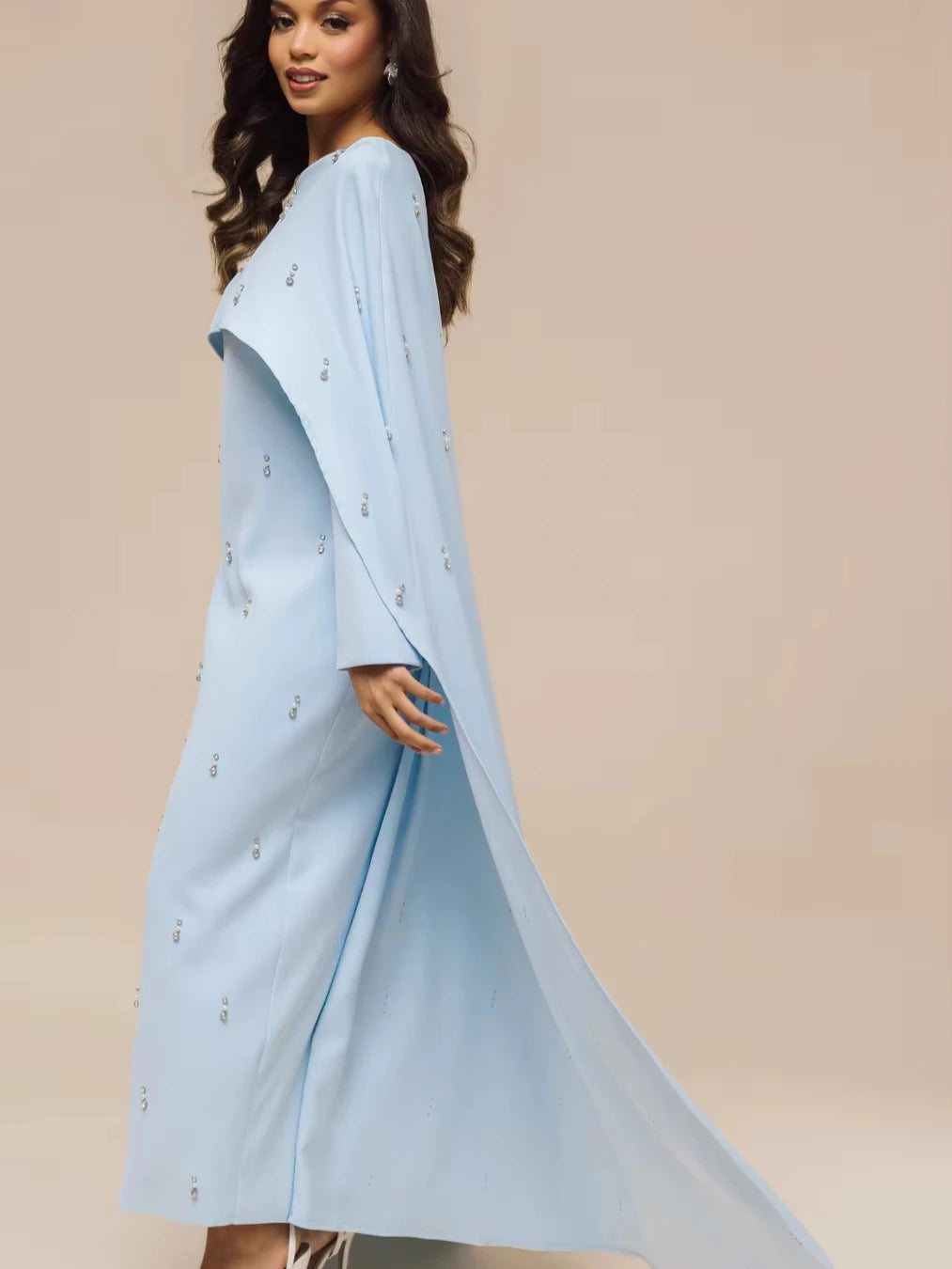 Noor Crystal Cape Abaya-Eid & Ramadan Modest Long Dress (LX30)