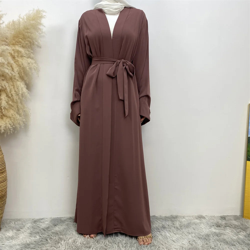 ABY010 Dubai Abaya Long Hijab Dresses with Belt I