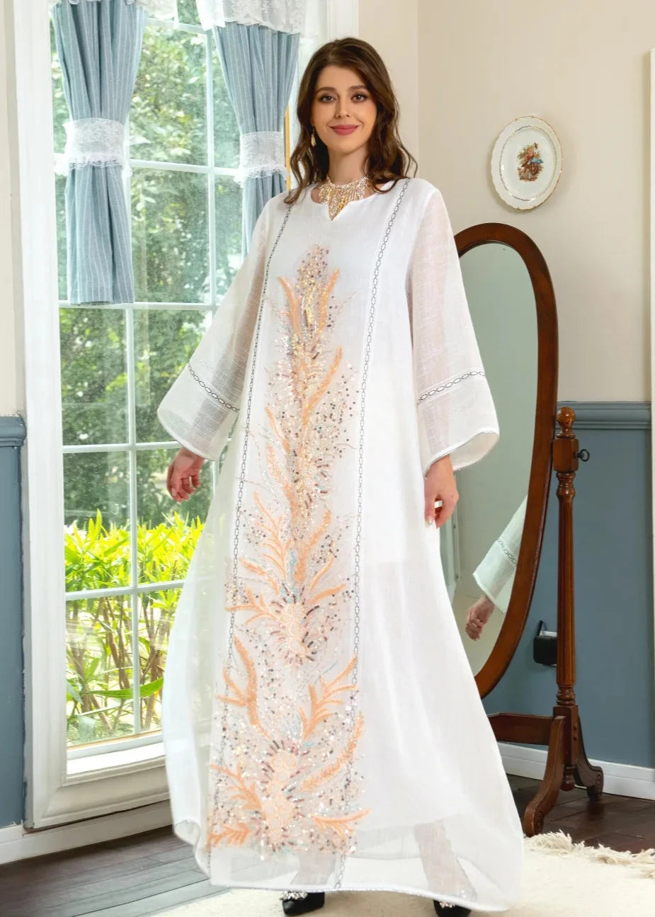 LX13 Eid abaya/ramadan abaya/ Eid dresses Dubai Luxury Evening Dress with Sequins Embroidery