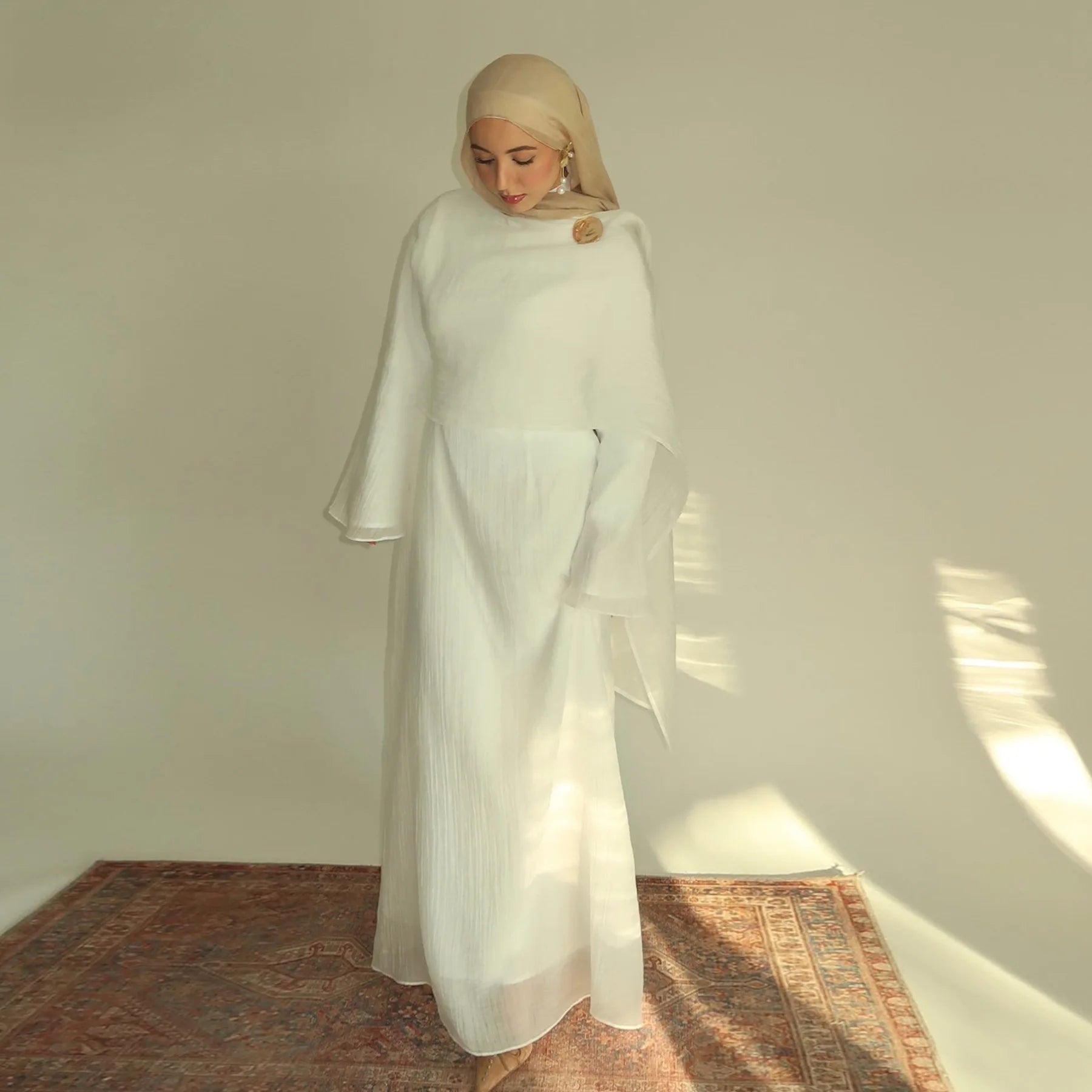 Lina Textured Abaya – Eid & Ramadan Modest Long Dress (LXL8)