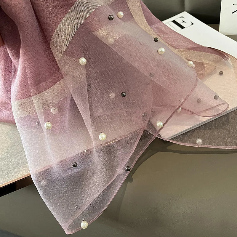 Luxury Elegant Pearl Trim Scarf Collection