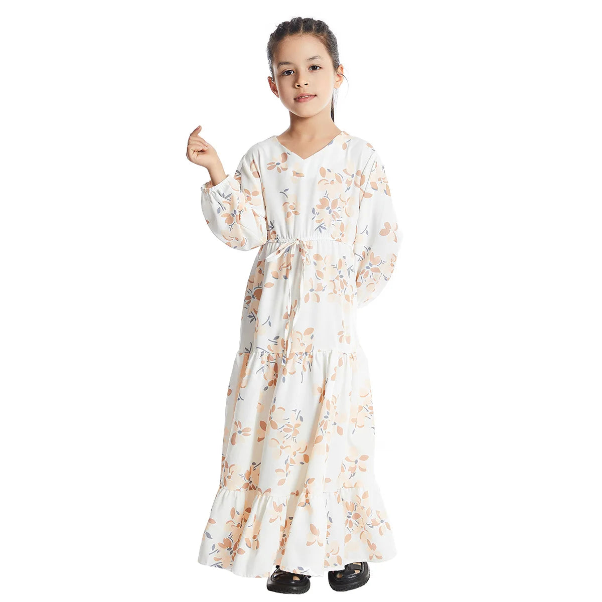 CH06 Kids Long Sleeve Floral Print Dresses