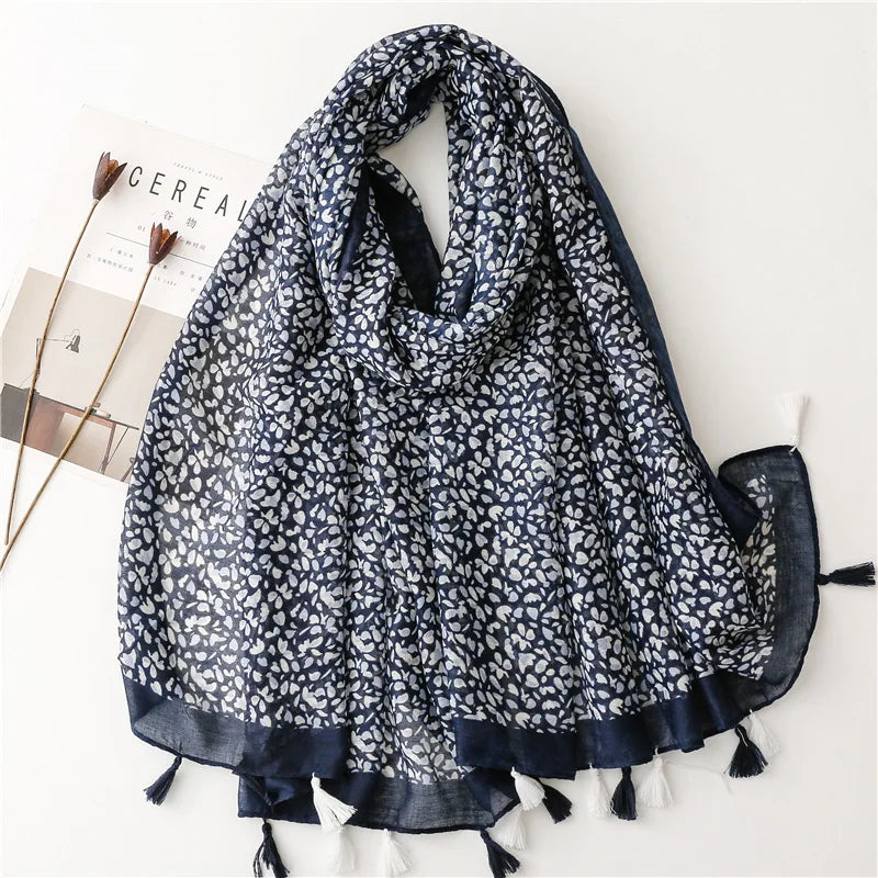 HB14 Floral Tassel Viscose Shawls