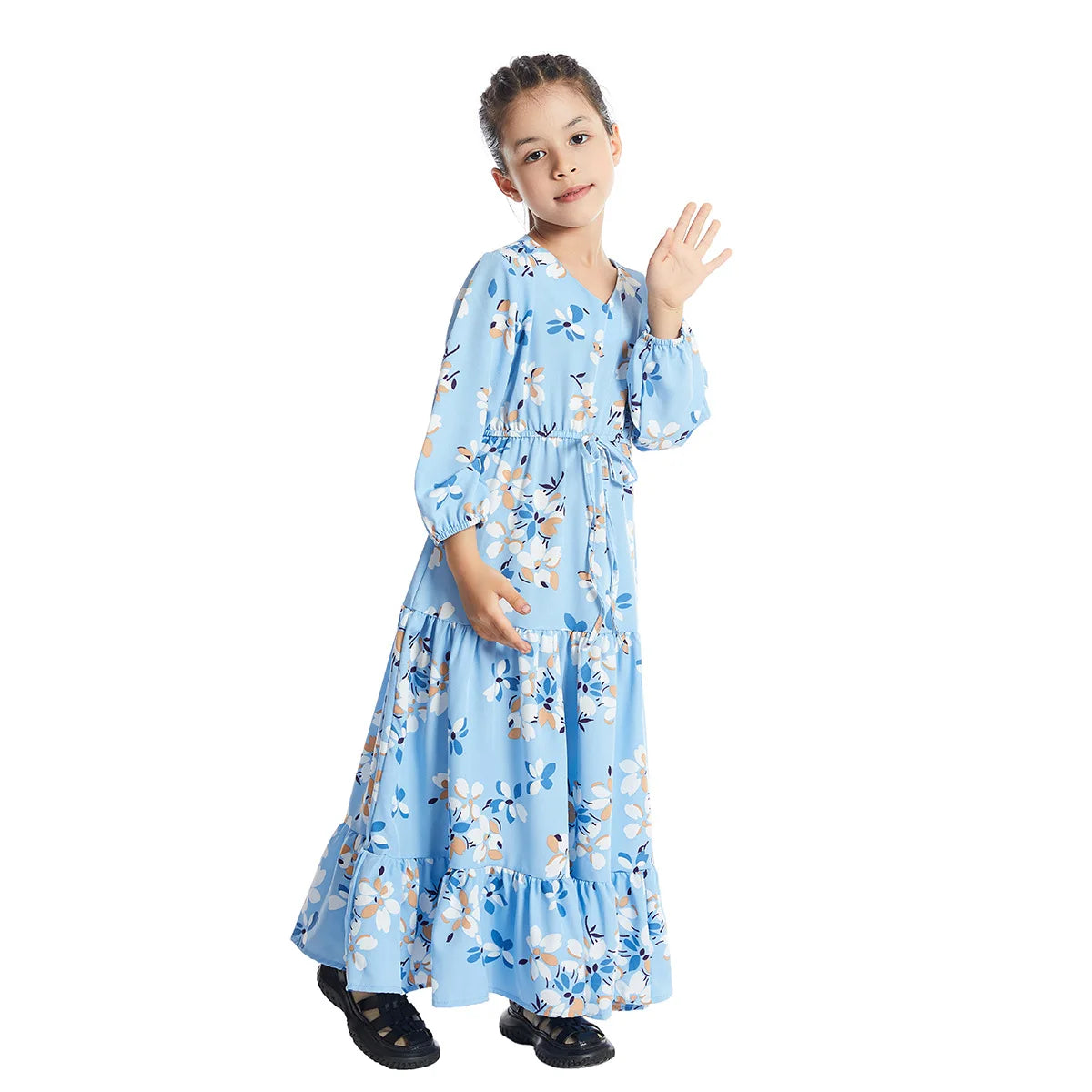 CH06 Kids Long Sleeve Floral Print Dresses