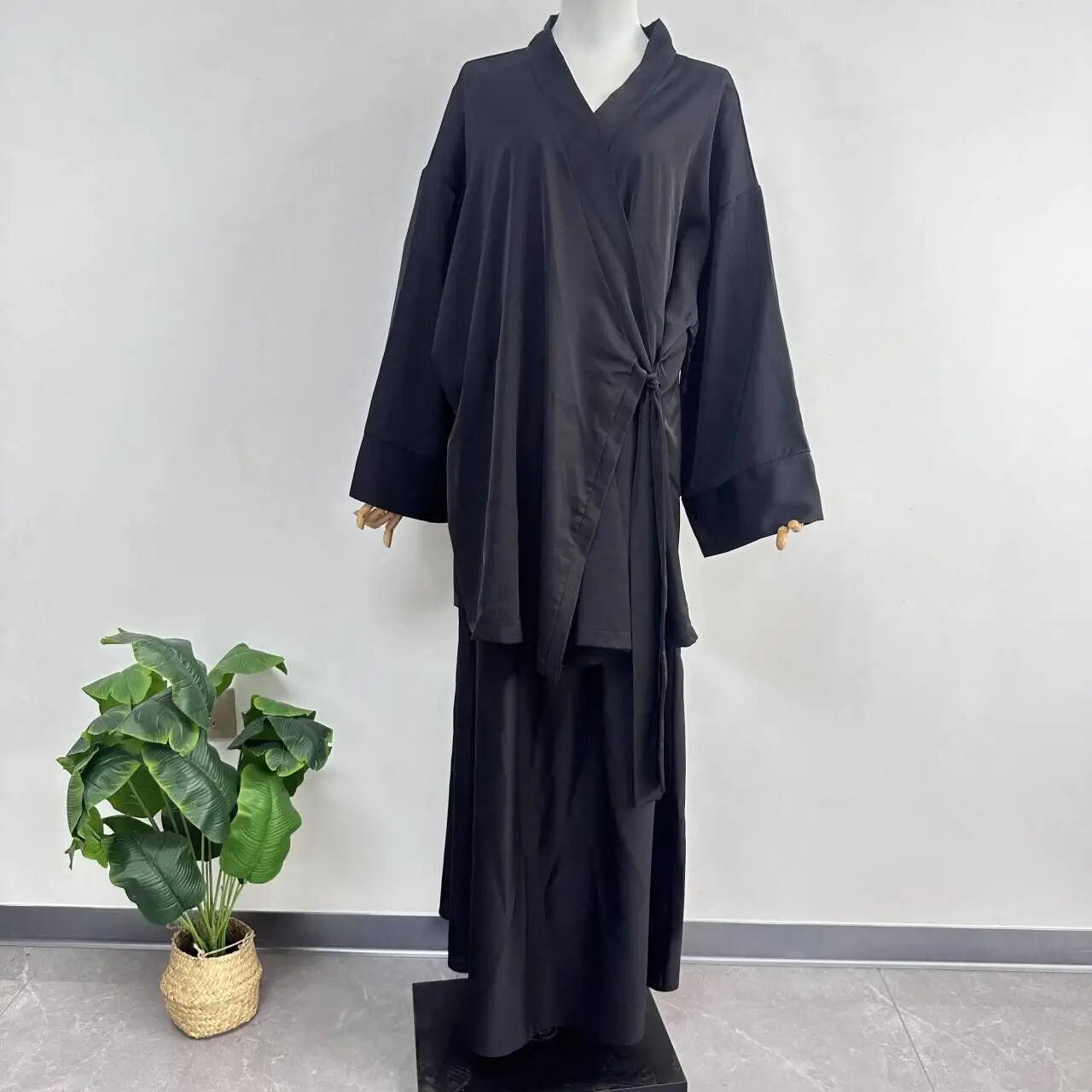 CF08 Modest Tie-Waist Kimono Abaya – Elegant Ramadan & Eid Wear for Women, Loose Fit with Wide Sleeves