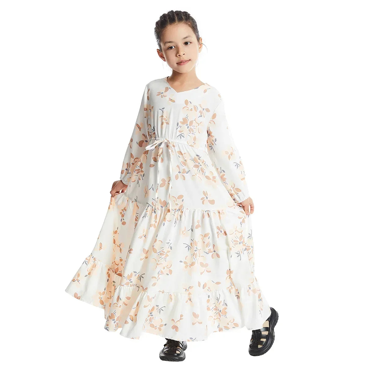 CH06 Kids Long Sleeve Floral Print Dresses