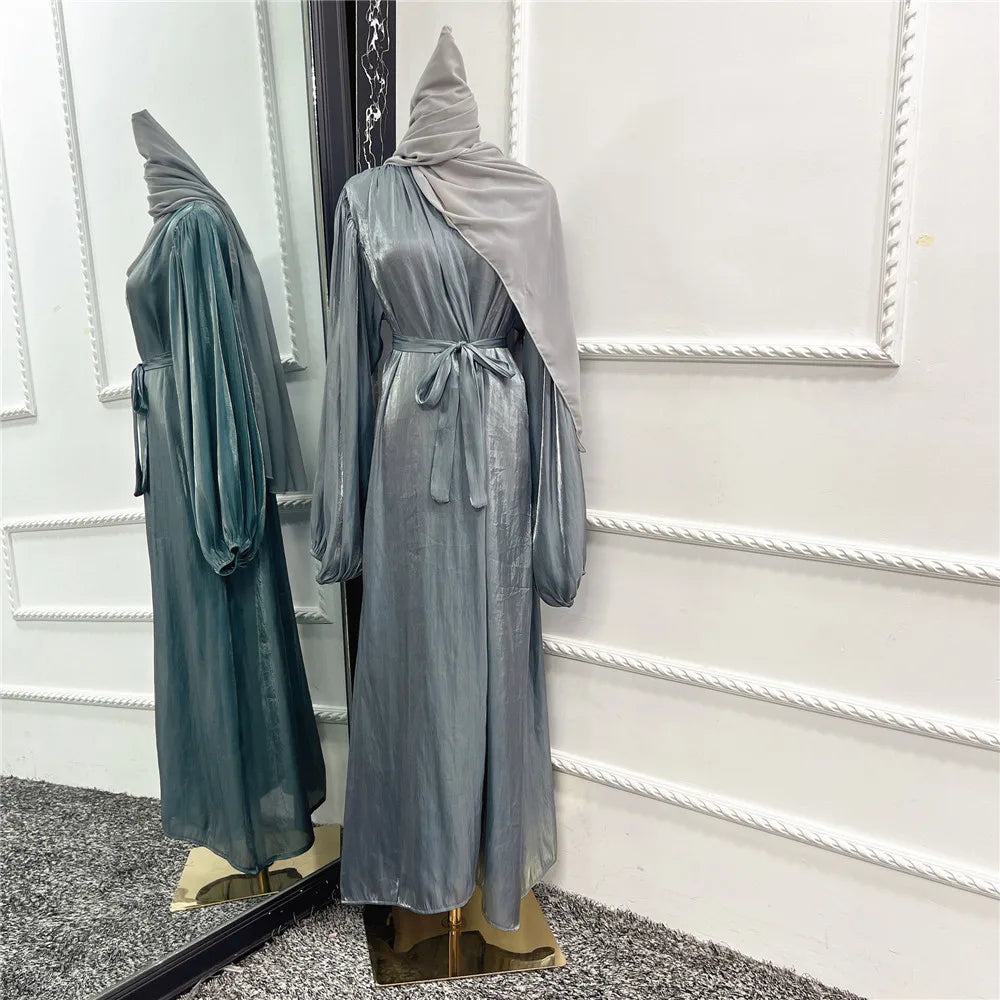 ABY021  Blush Satin Open Abaya