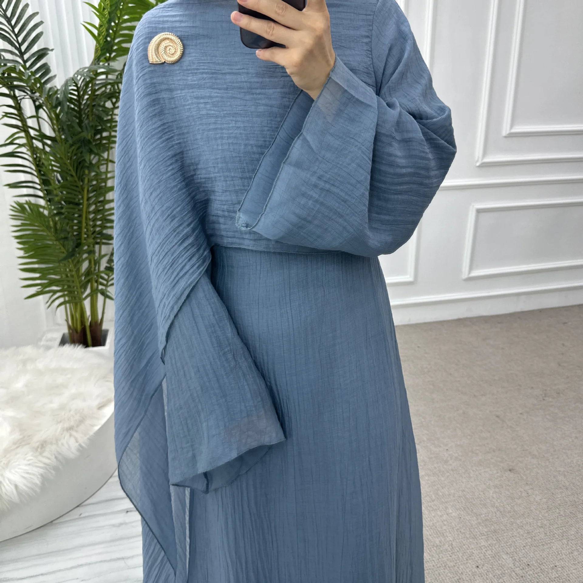 Lina Textured Abaya – Eid & Ramadan Modest Long Dress (LXL8)