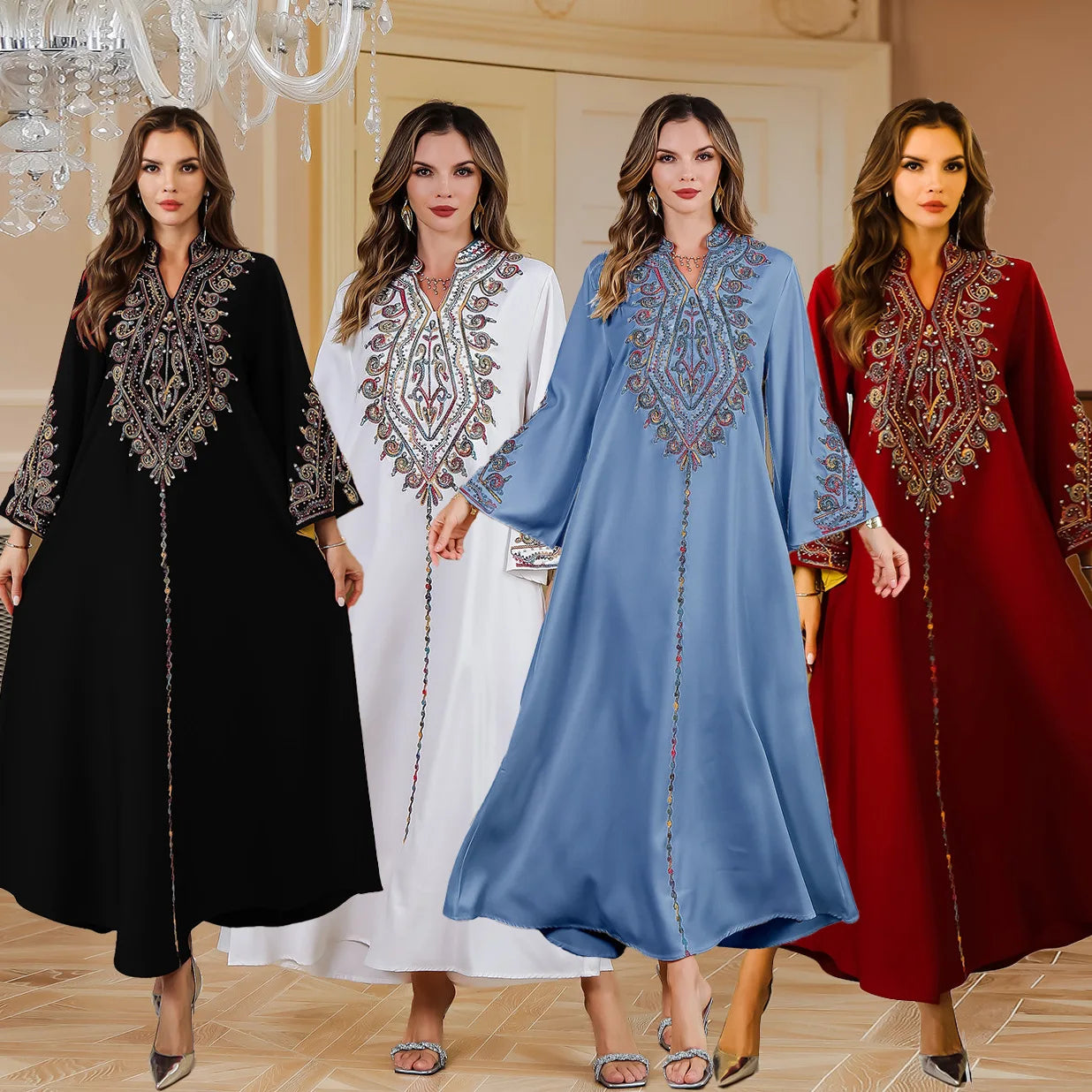 LX22 Luxury Moroccan Style Embroidered Kaftan/ Eid abaya/ Ramadan abaya