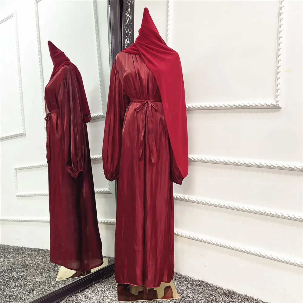 ABY021  Blush Satin Open Abaya