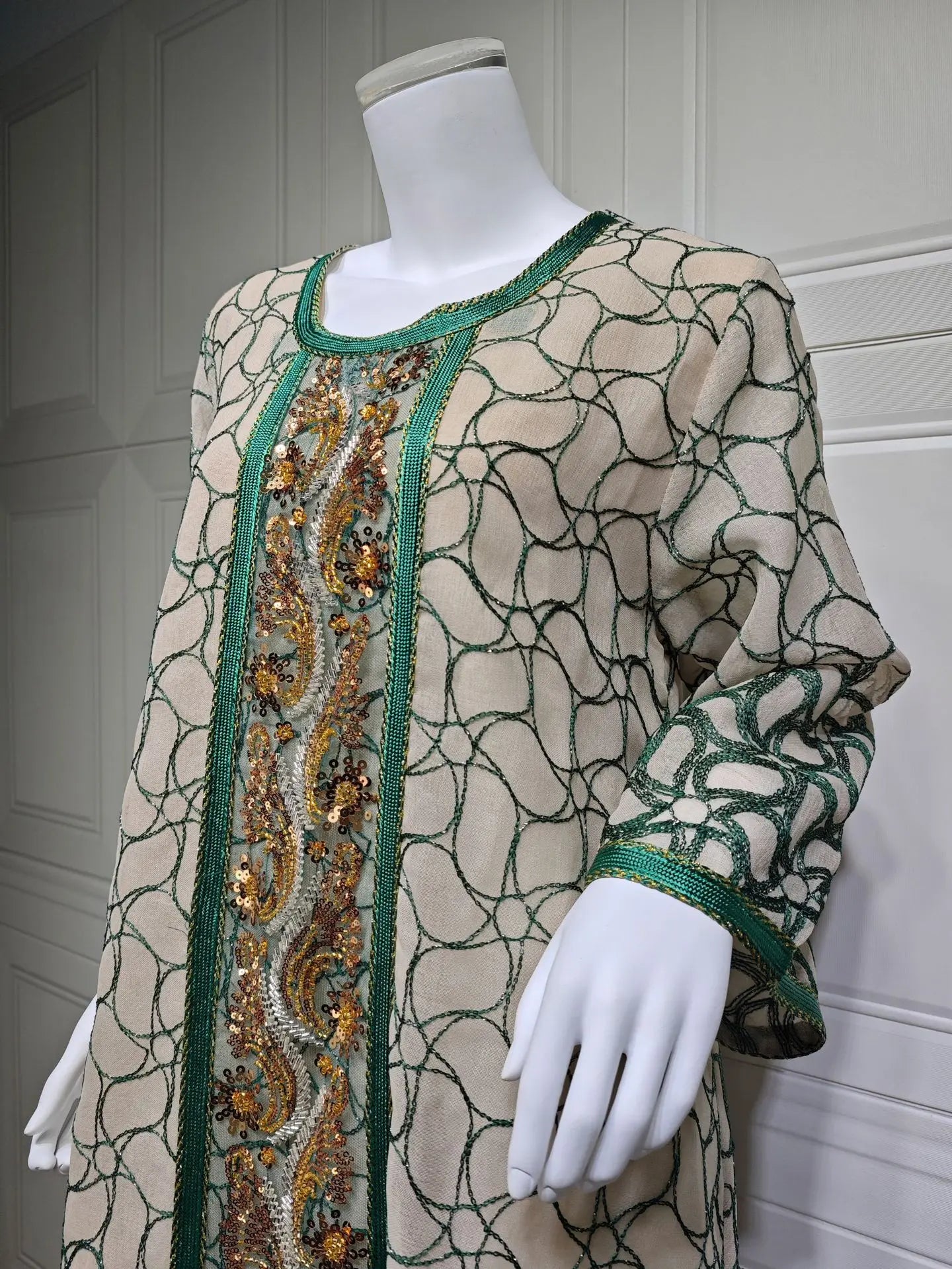 ABY024  Sequin Embroidery Abaya / Ramadan Caftan Jalabiya