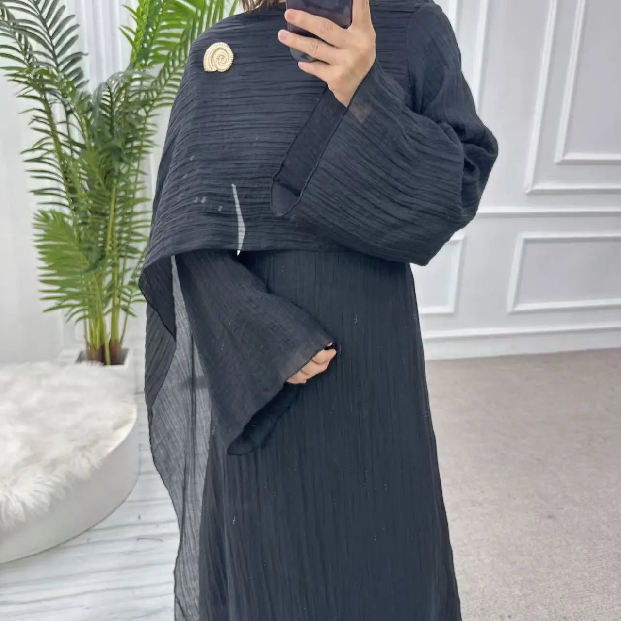 Lina Textured Abaya – Eid & Ramadan Modest Long Dress (LXL8)