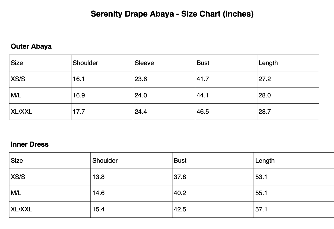 Serenity Drape Abaya Set - Daily and Ramadan Modest Long Dress (D7)