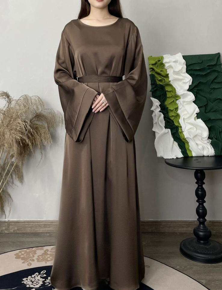 Satin Muse Abaya - Daily and Ramadan Modest Long Dress (D6)